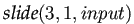 $ \textit{slide}(3, 1, input)$